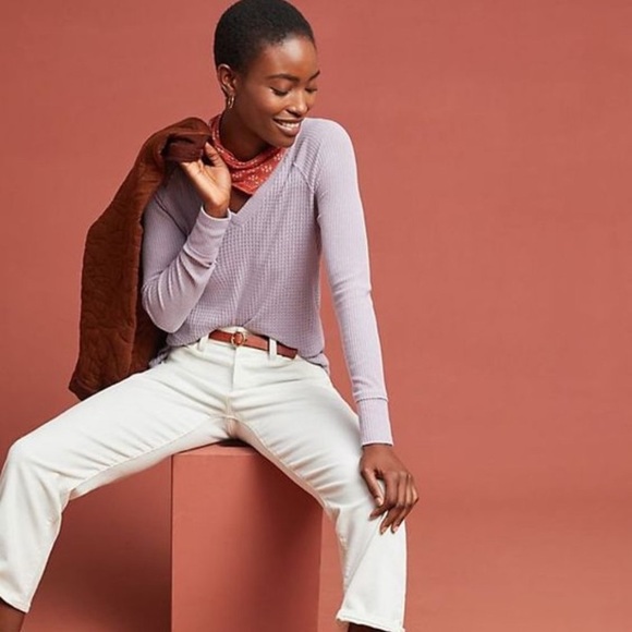 Anthro Maeve Pearson Purple Waffle Knit Tee Sweater - Picture 3 of 16